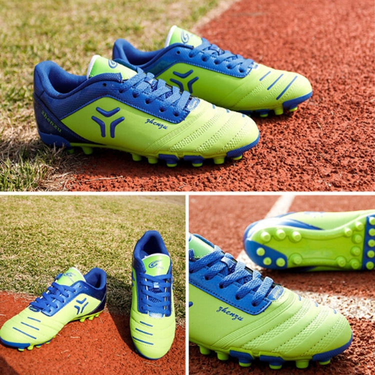 Zhenzu Outdoor Sporting Professional Training PU Short Nail Football Shoes, EU Size: 38(Green)
