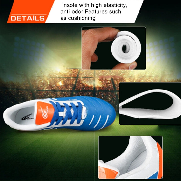 Zhenzu Outdoor Sporting Professional Training PU Short Nail Football Shoes, EU Size: 40(Blue)