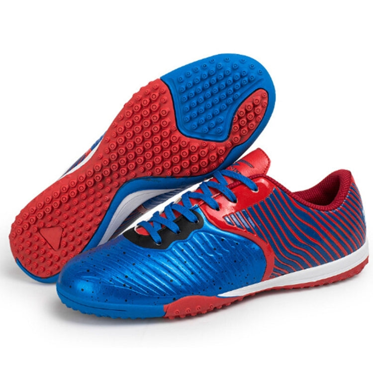 Zhenzu Outdoor Sporting Professional Training 3D Stereoscopic Print Antislip Football Shoes, EU Size: 36(Blue)