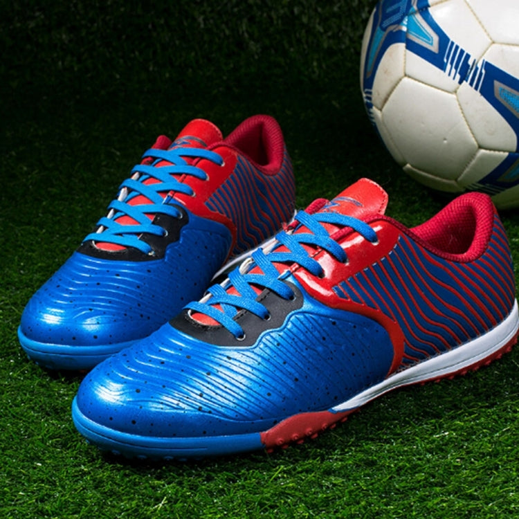 Zhenzu Outdoor Sporting Professional Training 3D Stereoscopic Print Antislip Football Shoes, EU Size: 37(Blue)