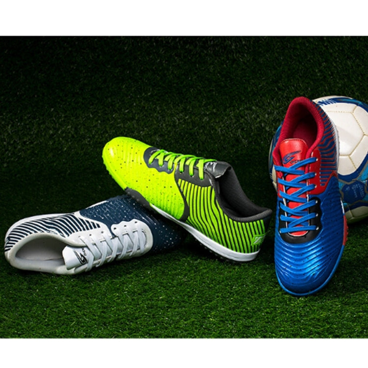 Zhenzu Outdoor Sporting Professional Training 3D Stereoscopic Print Antislip Football Shoes, EU Size: 39(Blue)