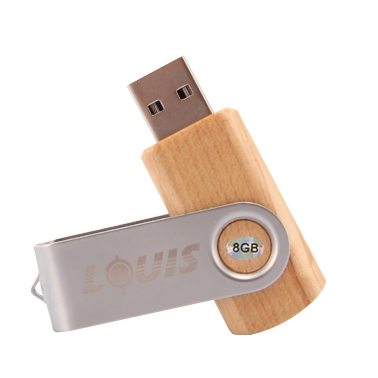 LOUIS 8GB USB 2.0 Mini Rotatable Wooden Flash Disk Drive for Laptop and PC Computer