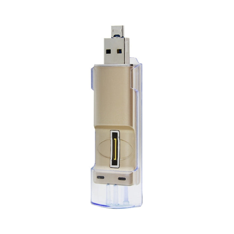 USB 3.0 & Micro USB 16GB Mini USB Flash Drive with Fingerprint Identification Encryption Function for PC and Laptop(Gold)