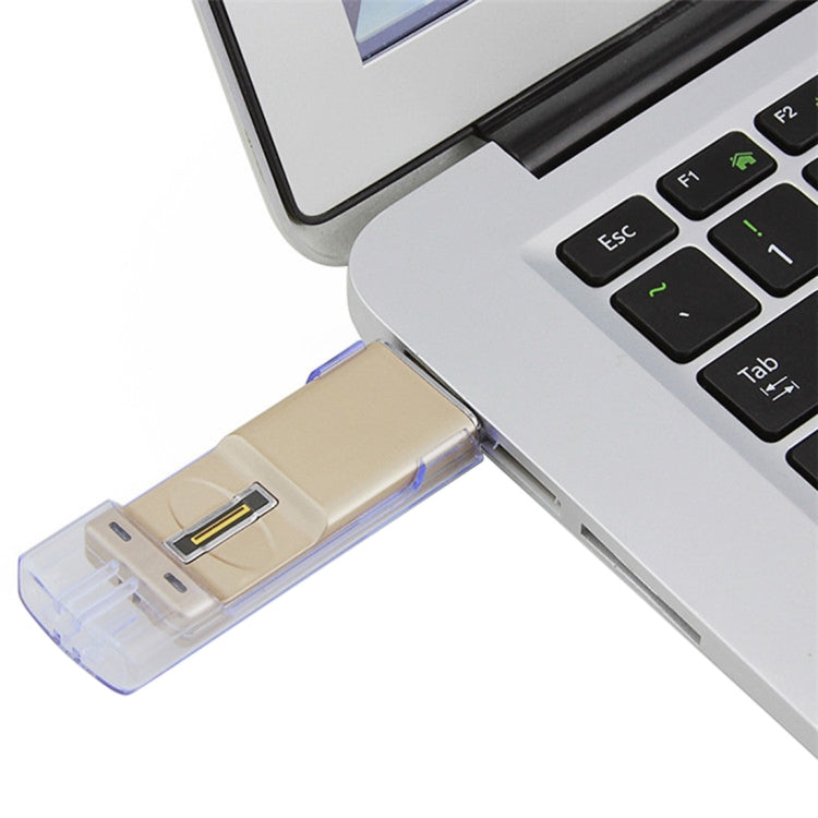USB 3.0 & Micro USB 16GB Mini USB Flash Drive with Fingerprint Identification Encryption Function for PC and Laptop(Gold)