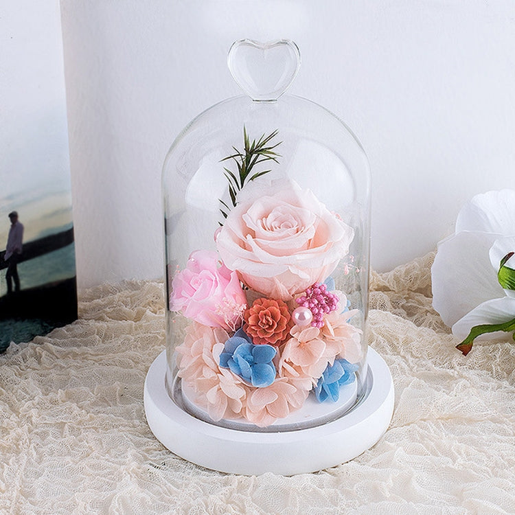Heart-shaped Glass Cover Observation Deck Retro Eternal Flower Birthday Gift