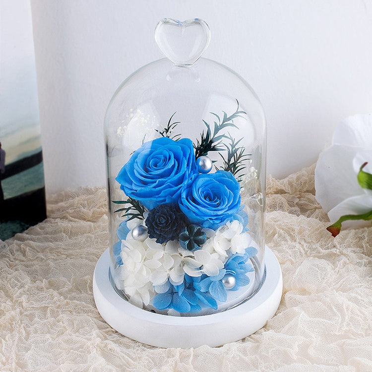 Heart-shaped Glass Cover Observation Deck Retro Eternal Flower Birthday Gift with Light
