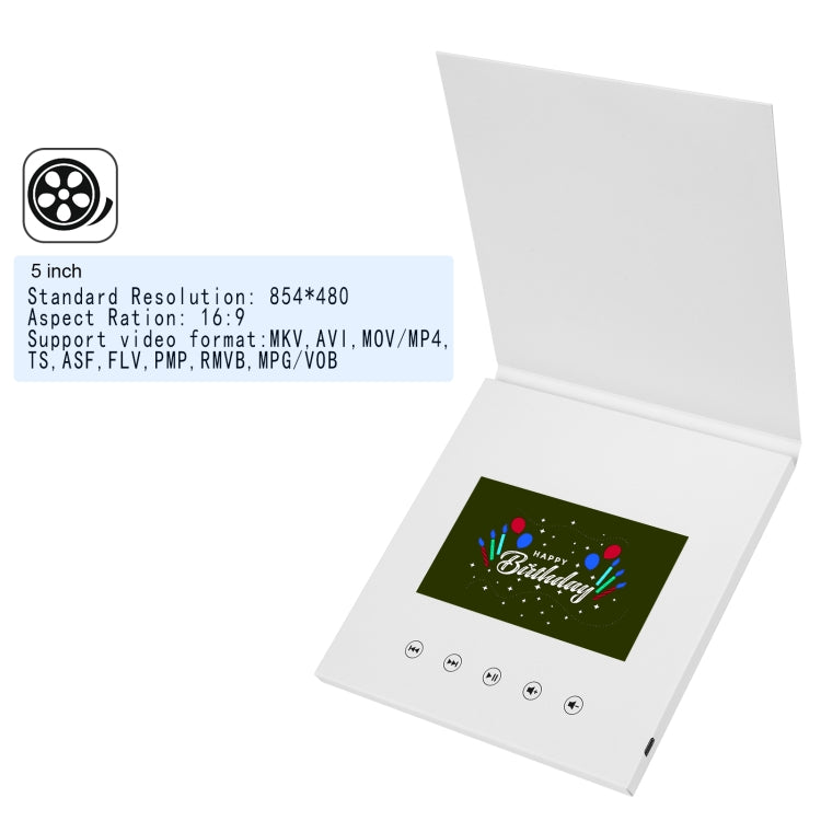 5 inch Video Greeting Card Auto Player HD LCD Video Music Invitation Letter Portable Advertising Player