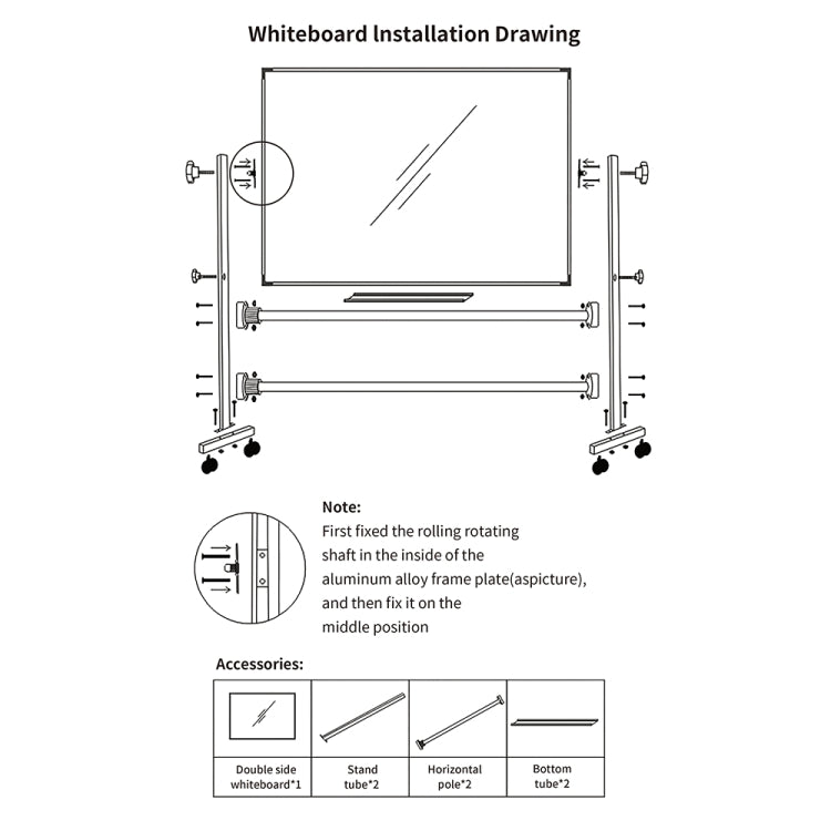 [US Warehouse] Portable Removable Magnetic Message Writing Board Double-sided Flip Whiteboard Dry Erase Board, Size: 48 x 36 inch