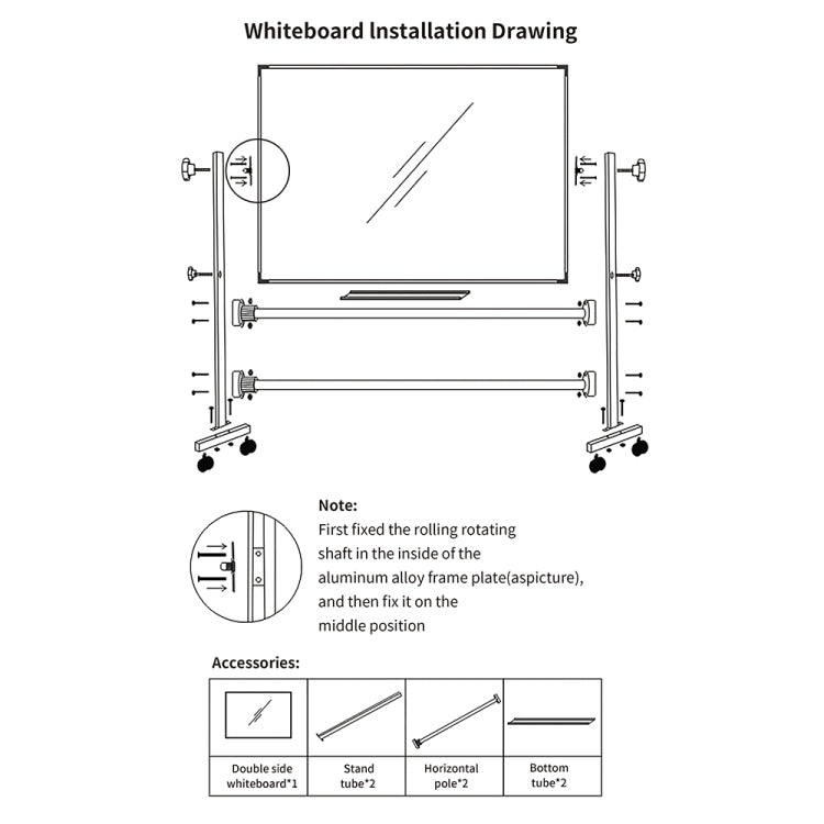 [US Warehouse] Portable Removable Magnetic Message Writing Board Double-sided Flip Whiteboard Dry Erase Board, Size: 60 x 40 inch