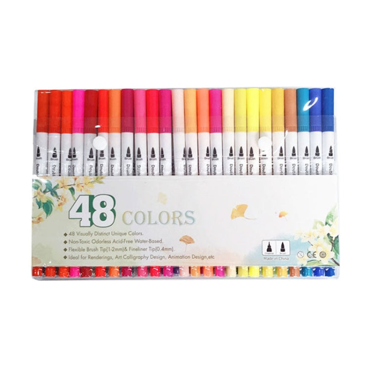 2 Sets 48 Color Double Head Hook Line Pen Color Marker Soft Head Watercolor Pen Art Supplies Children Gift Painting Set