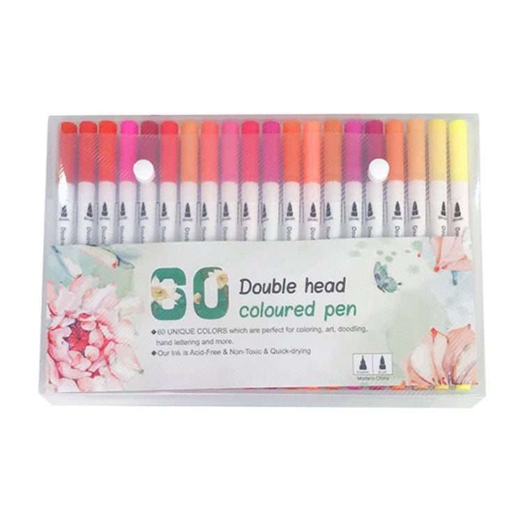 2 Sets 60 Color Double Head Hook Line Pen Color Marker Soft Head Watercolor Pen Art Supplies Children Gift Painting Set