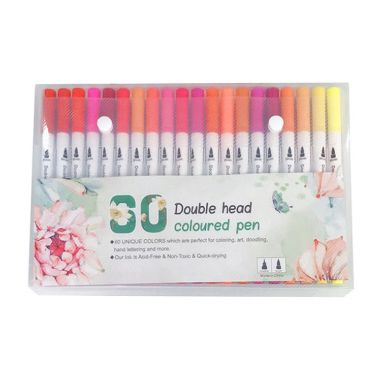 2 Sets 60 Color Double Head Hook Line Pen Color Marker Soft Head Watercolor Pen Art Supplies Children Gift Painting Set