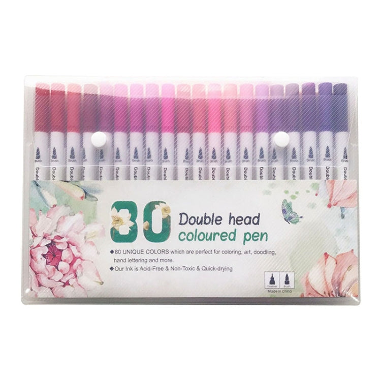 2 Sets 80 Color Double Head Hook Line Pen Color Marker Soft Head Watercolor Pen Art Supplies Children Gift Painting Set