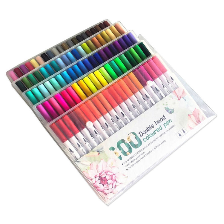 2 Sets 100 Color Double Head Hook Line Pen Color Marker Soft Head Watercolor Pen Art Supplies Children Gift Painting Set