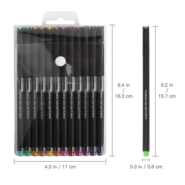 12 Color Color Hook Line Pen Water Based Pen Fiber Stroke Pen