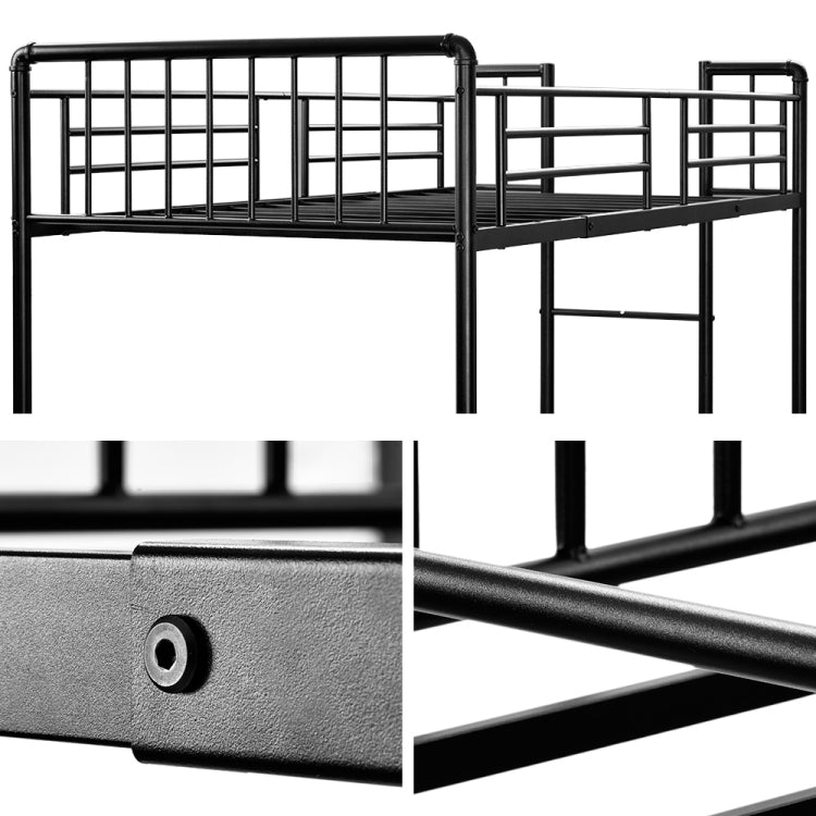 [JPN Warehouse] Elevated Steel Tube Single Bed for Children and Adults, with Side Guards & Ladder, Size: 204 x 193 x 104cm