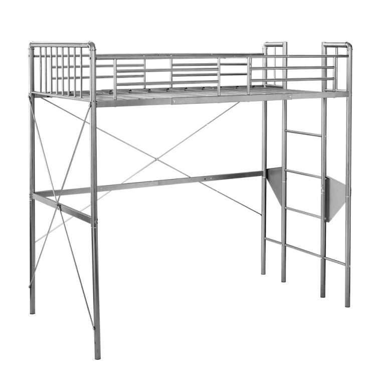 [JPN Warehouse] Elevated Steel Tube Single Bed for Children and Adults, with Side Guards & Ladder, Size: 204 x 193 x 104cm