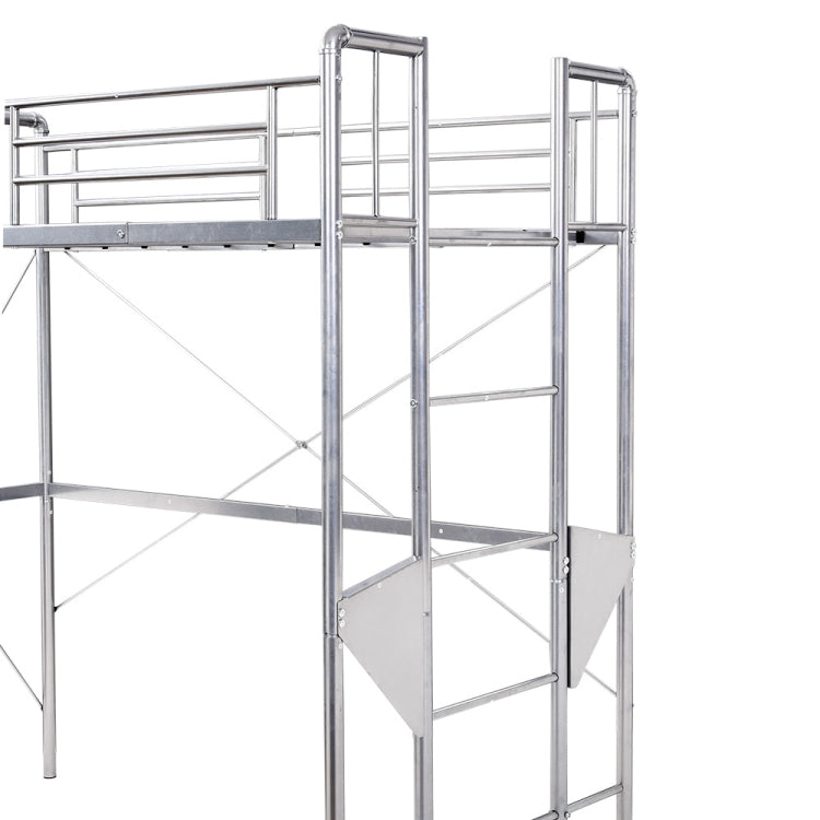 [JPN Warehouse] Elevated Steel Tube Single Bed for Children and Adults, with Side Guards & Ladder, Size: 204 x 193 x 104cm