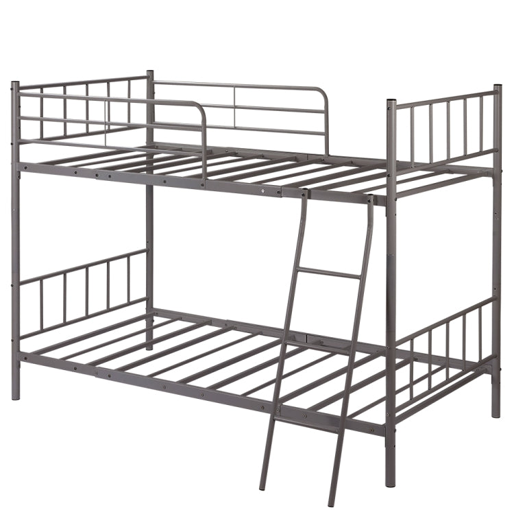 [JPN Warehouse] Anti-seismic Metal Detachable Bunk Bed Single Bed for Children, with Side Guards & Ladder, Size: 205 x 143 x 133cm(Grey)