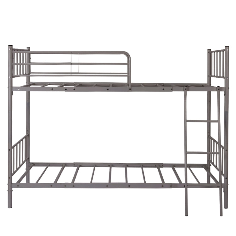 [JPN Warehouse] Anti-seismic Metal Detachable Bunk Bed Single Bed for Children, with Side Guards & Ladder, Size: 205 x 143 x 133cm(Grey)