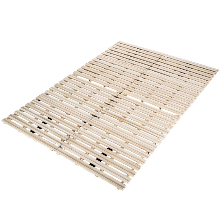 [JPN Warehouse] Foldable Natural Paulownia Two-layer Double Bed Wooden Slatted Bed Frame, Size: 196 x 120 x 4.5cm