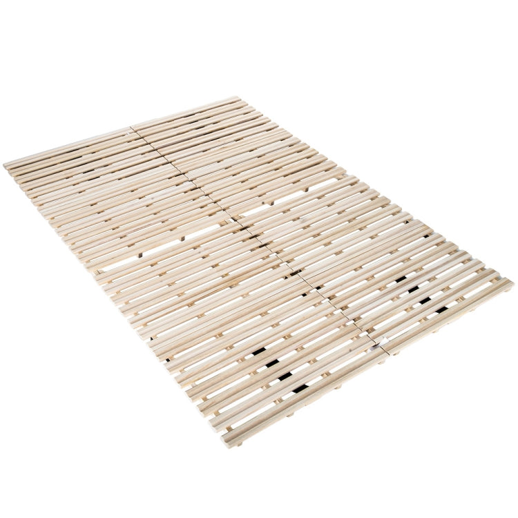 [JPN Warehouse] Foldable Natural Paulownia Two-layer Double Bed Wooden Slatted Bed Frame, Size: 196 x 120 x 4.5cm
