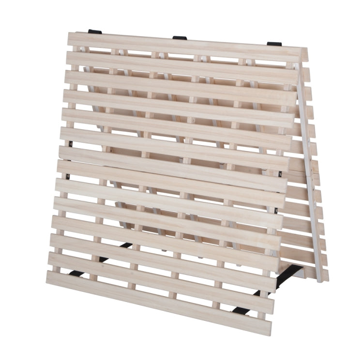 [JPN Warehouse] Foldable Natural Paulownia Two-layer Double Bed Wooden Slatted Bed Frame, Size: 196 x 120 x 4.5cm