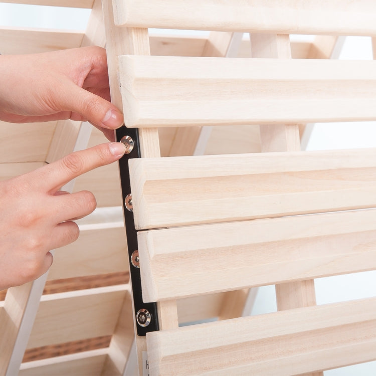 [JPN Warehouse] Foldable Natural Paulownia Two-layer Double Bed Wooden Slatted Bed Frame, Size: 196 x 120 x 4.5cm