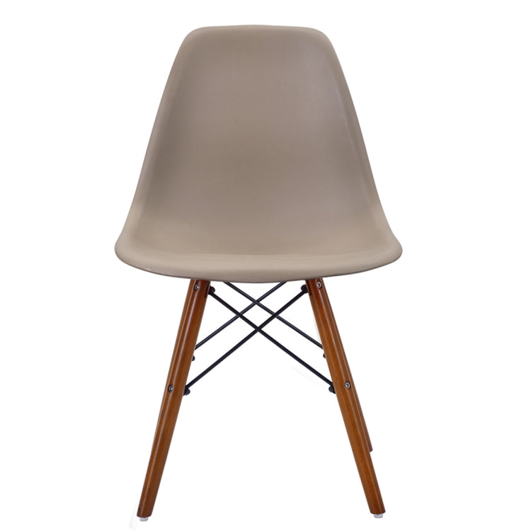 [JPN Warehouse] Shell-shaped Plastic Chairs Dining Chairs with Natural Wooden Feet, Size: 82.5 x 46 x 40cm (Milk Tea + Brown)