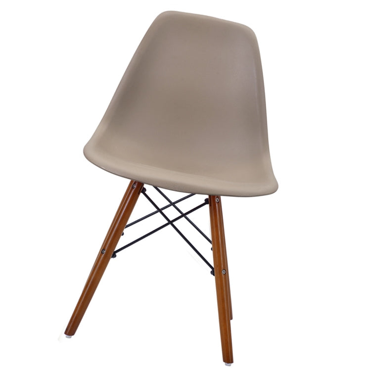 [JPN Warehouse] Shell-shaped Plastic Chairs Dining Chairs with Natural Wooden Feet, Size: 82.5 x 46 x 40cm (Milk Tea + Brown)