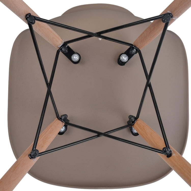 [JPN Warehouse] Shell-shaped Plastic Chairs Dining Chairs with Natural Wooden Feet, Size: 82.5 x 46 x 40cm (Milk Tea + Brown)