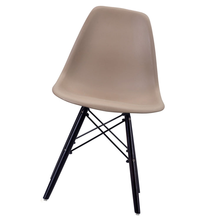 [JPN Warehouse] Shell-shaped Plastic Chairs Dining Chairs with Natural Wooden Feet, Size: 82.5 x 46 x 40cm (Milk Tea + Dark Brown)