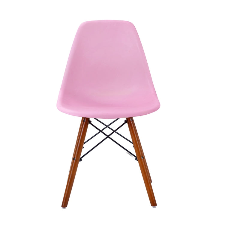 [JPN Warehouse] Shell-shaped Plastic Chairs Dining Chairs with Natural Wooden Feet, Size: 82.5 x 46 x 40cm (Pink + Brown)