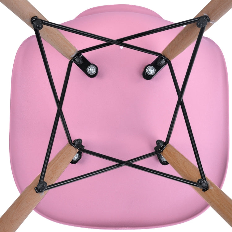 [JPN Warehouse] Shell-shaped Plastic Chairs Dining Chairs with Natural Wooden Feet, Size: 82.5 x 46 x 40cm (Pink + Brown)