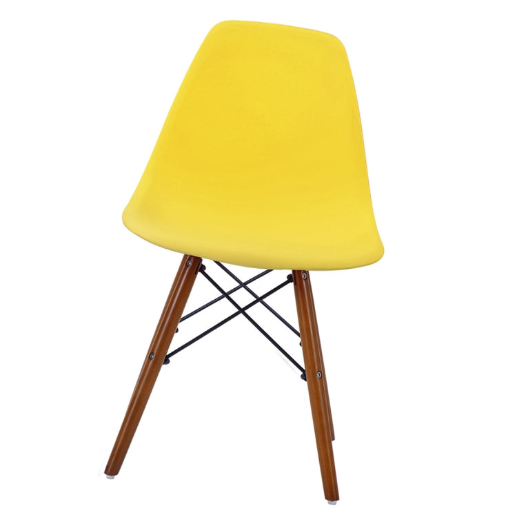 [JPN Warehouse] Shell-shaped Plastic Chairs Dining Chairs with Natural Wooden Feet, Size: 82.5 x 46 x 40cm (Yellow + Brown)