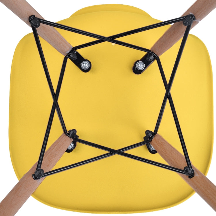 [JPN Warehouse] Shell-shaped Plastic Chairs Dining Chairs with Natural Wooden Feet, Size: 82.5 x 46 x 40cm (Yellow + Brown)