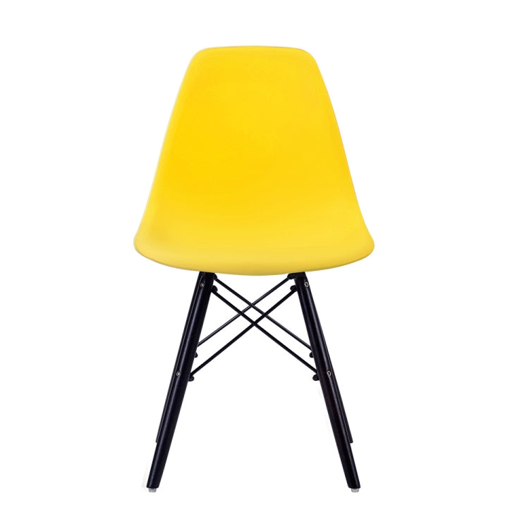 [JPN Warehouse] Shell-shaped Plastic Chairs Dining Chairs with Natural Wooden Feet, Size: 82.5 x 46 x 40cm (Yellow + Dark Brown)