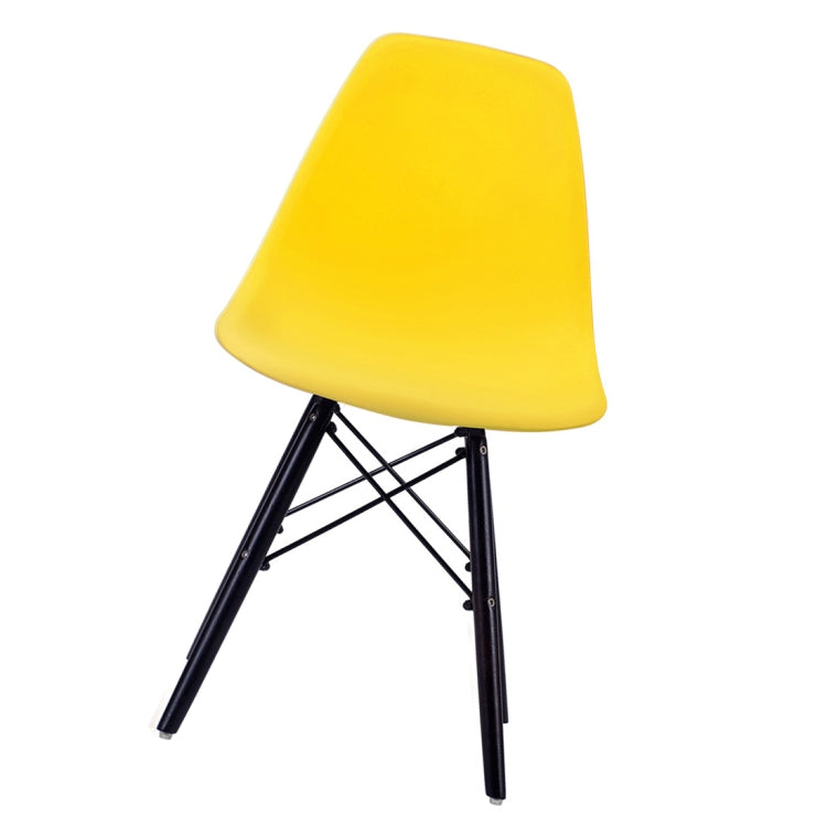 [JPN Warehouse] Shell-shaped Plastic Chairs Dining Chairs with Natural Wooden Feet, Size: 82.5 x 46 x 40cm (Yellow + Dark Brown)
