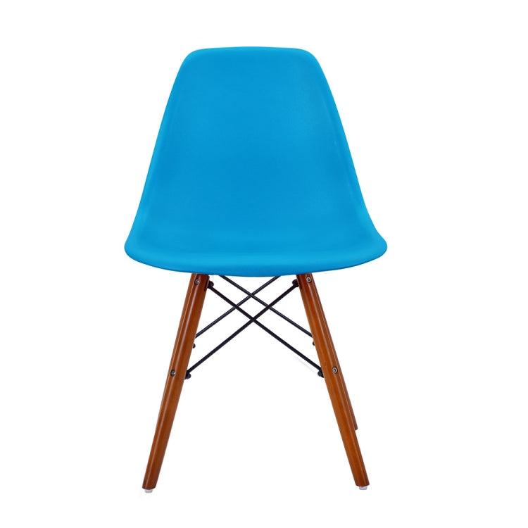 [JPN Warehouse] Shell-shaped Plastic Chairs Dining Chairs with Natural Wooden Feet, Size: 82.5 x 46 x 40cm (Blue + Brown)