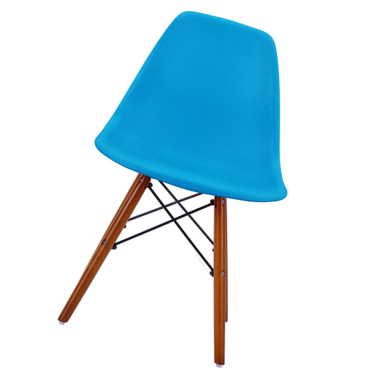 [JPN Warehouse] Shell-shaped Plastic Chairs Dining Chairs with Natural Wooden Feet, Size: 82.5 x 46 x 40cm (Blue + Brown)