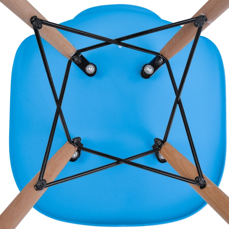 [JPN Warehouse] Shell-shaped Plastic Chairs Dining Chairs with Natural Wooden Feet, Size: 82.5 x 46 x 40cm (Blue + Brown)