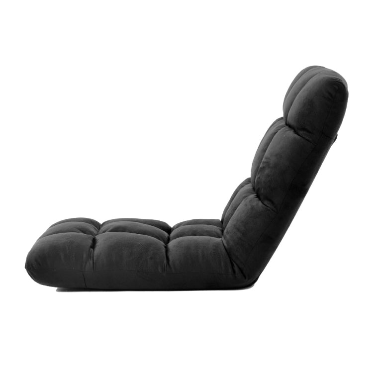 [JPN Warehouse] Lazy Sofa Chairs Tatami Compact Floor Chairs Flannel Seat, Size: 99 x 42 x 55cm (Black)