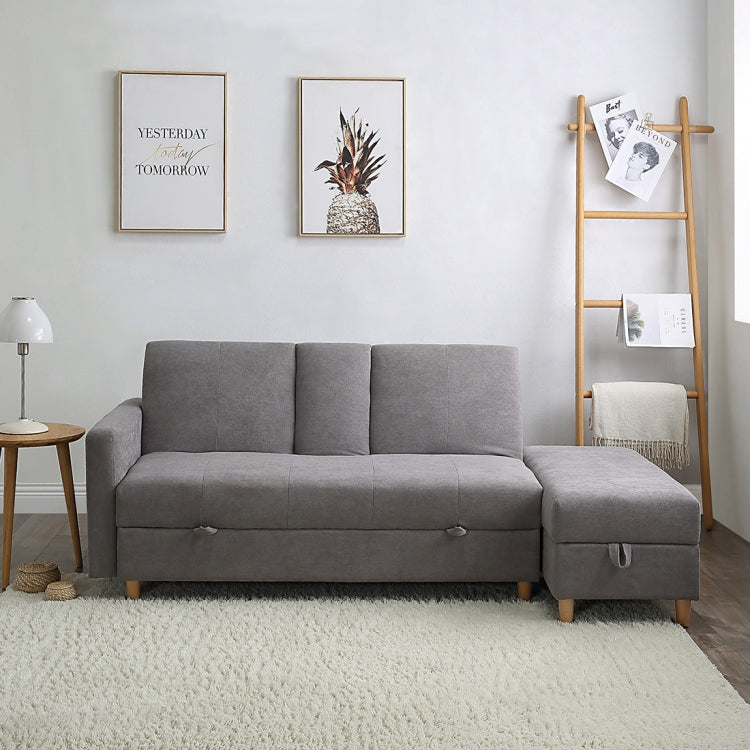 [JPN Warehouse] Three-seat Sofa Multifunctional Free Combination Sofa Bed with Beverage Holder & Drawer & Footstool, Size: 171 x 74cm(Grey)