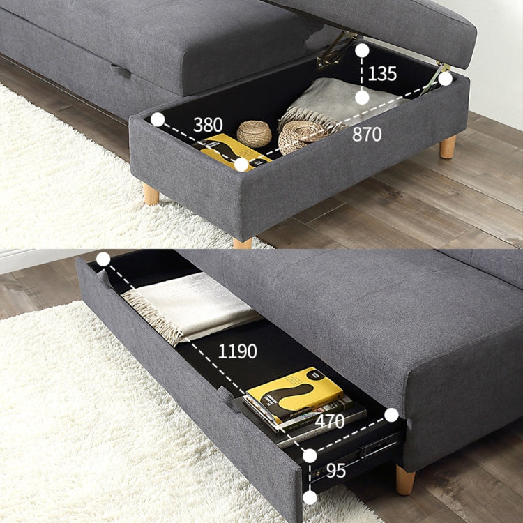 [JPN Warehouse] Three-seat Sofa Multifunctional Free Combination Sofa Bed with Beverage Holder & Drawer & Footstool, Size: 171 x 74cm(Grey)