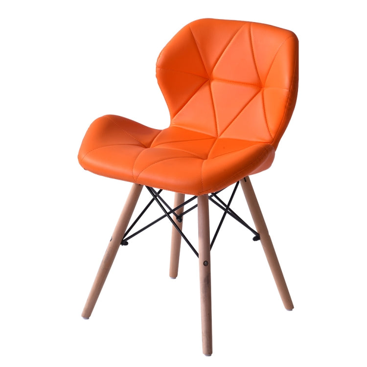 [JPN Warehouse] Shell-shape Triangle Pattern PU Leather Dining Chairs with Natural Wooden Feet, Size: 71 x 49 x 37.5cm
