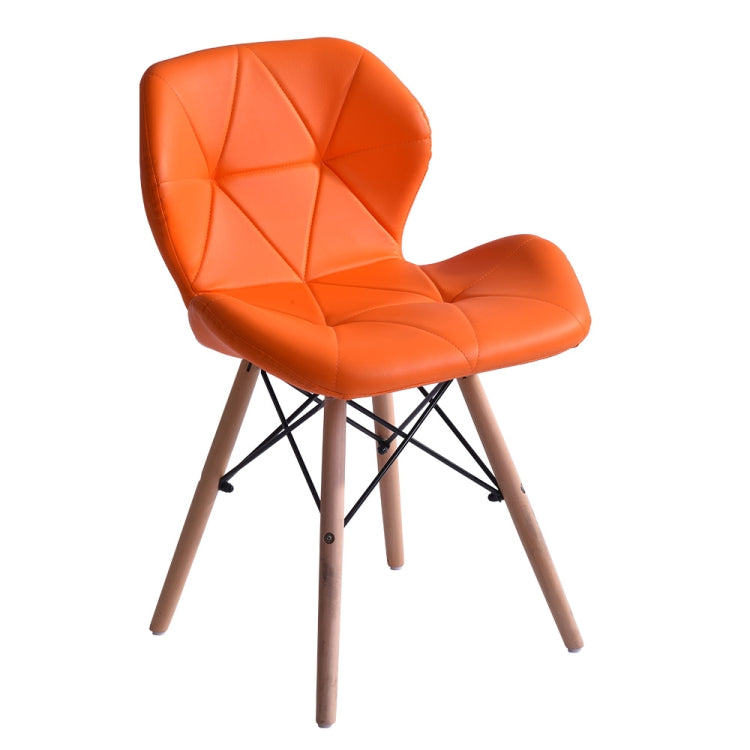 [JPN Warehouse] Shell-shape Triangle Pattern PU Leather Dining Chairs with Natural Wooden Feet, Size: 71 x 49 x 37.5cm