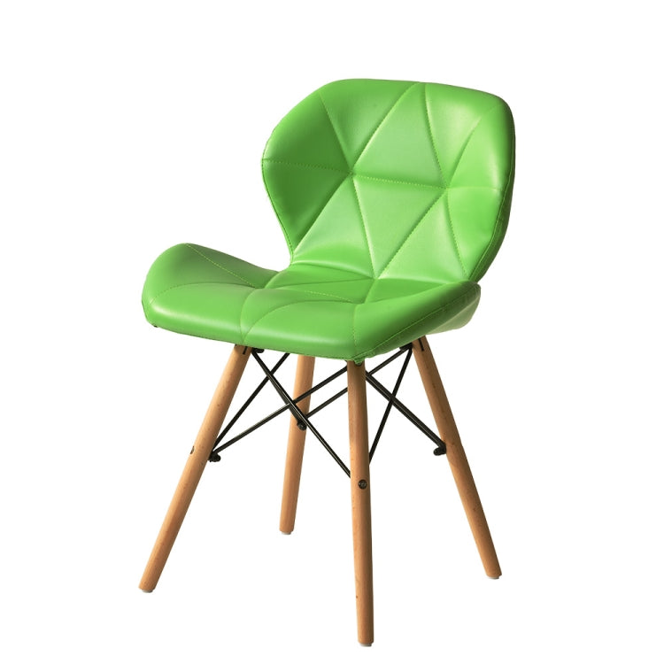 [JPN Warehouse] Shell-shape Triangle Pattern PU Leather Dining Chairs with Natural Wooden Feet, Size: 71 x 49 x 37.5cm