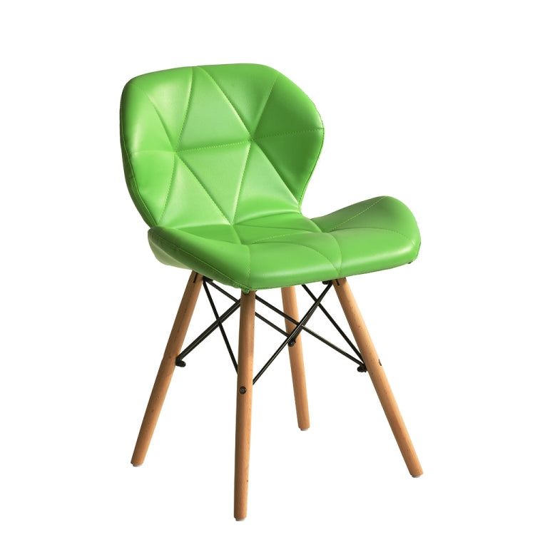 [JPN Warehouse] Shell-shape Triangle Pattern PU Leather Dining Chairs with Natural Wooden Feet, Size: 71 x 49 x 37.5cm