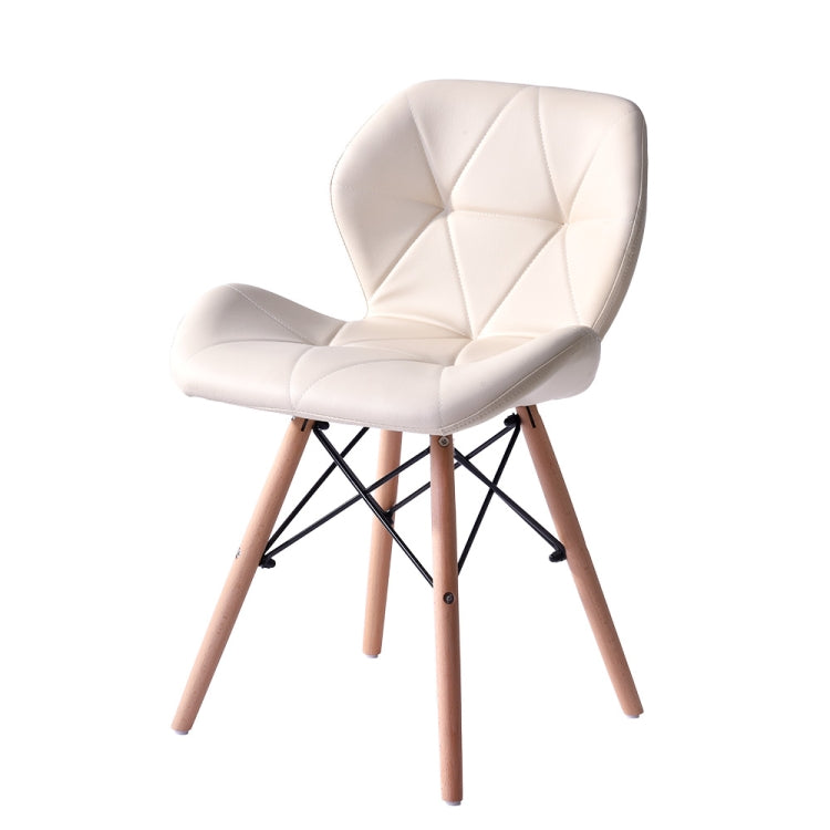[JPN Warehouse] Shell-shape Triangle Pattern PU Leather Dining Chairs with Natural Wooden Feet, Size: 71 x 49 x 37.5cm