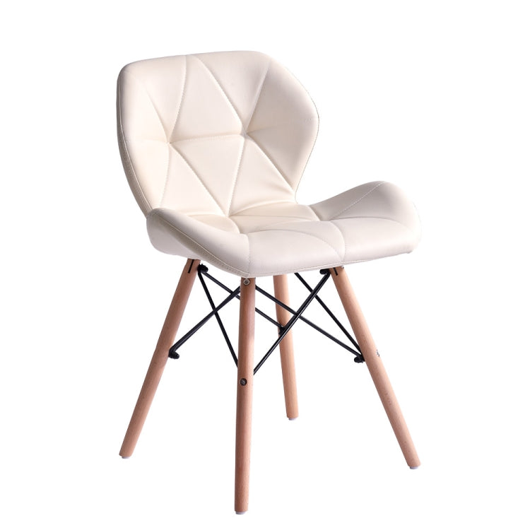 [JPN Warehouse] Shell-shape Triangle Pattern PU Leather Dining Chairs with Natural Wooden Feet, Size: 71 x 49 x 37.5cm